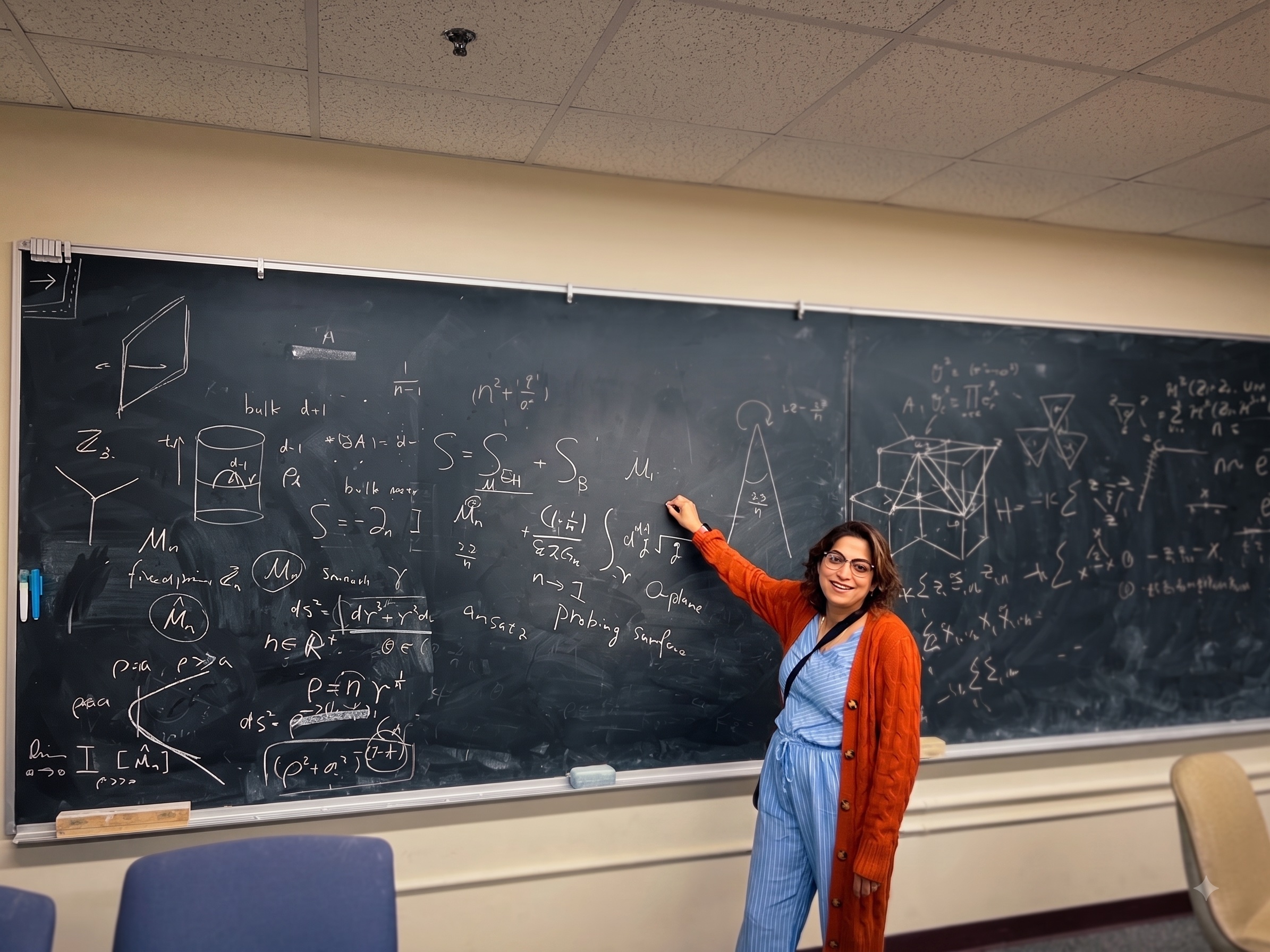 Professor Sweta Mukherjee teaching at a whiteboard